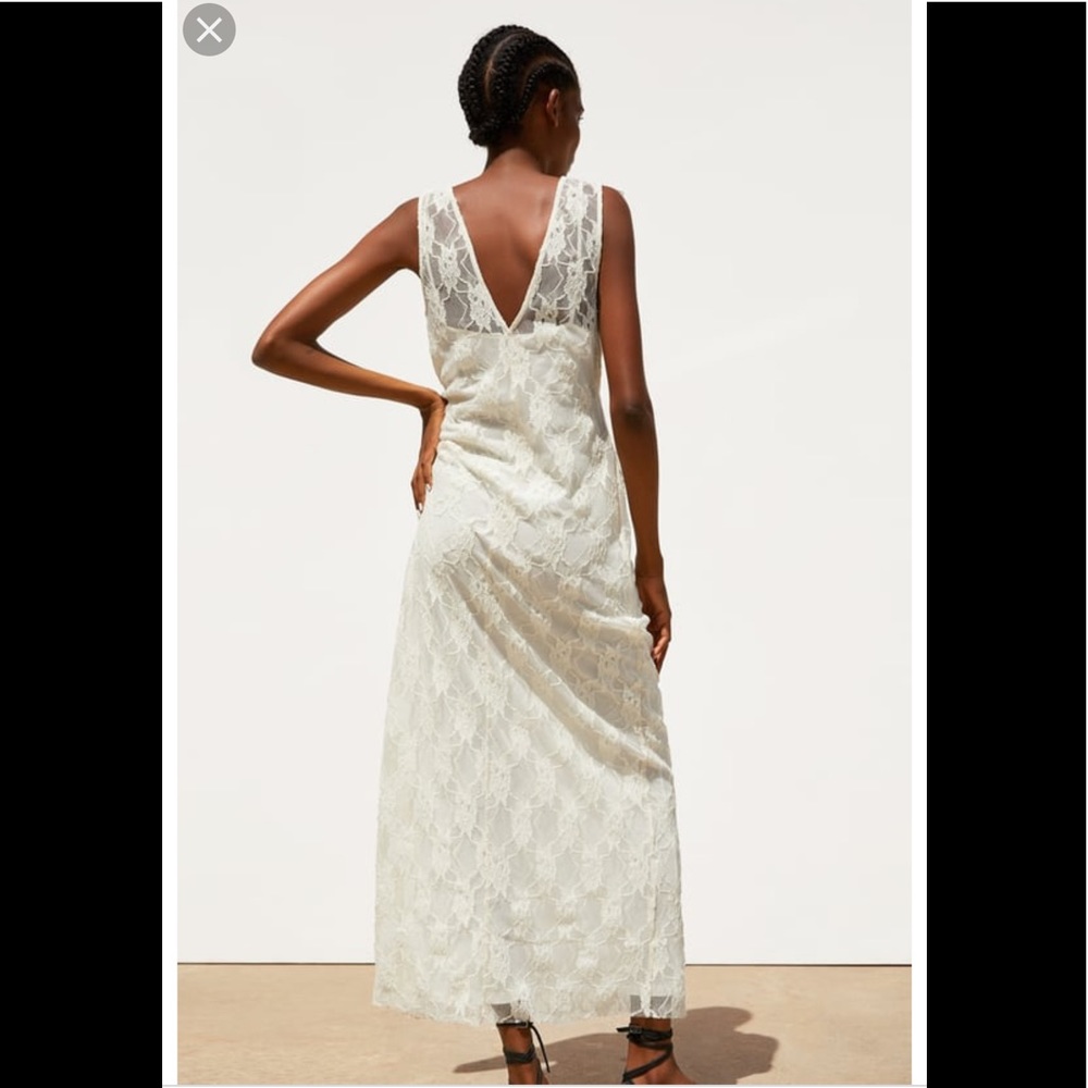 Zara long lace Ruffle Maxi Dress - Picture 4 of 7